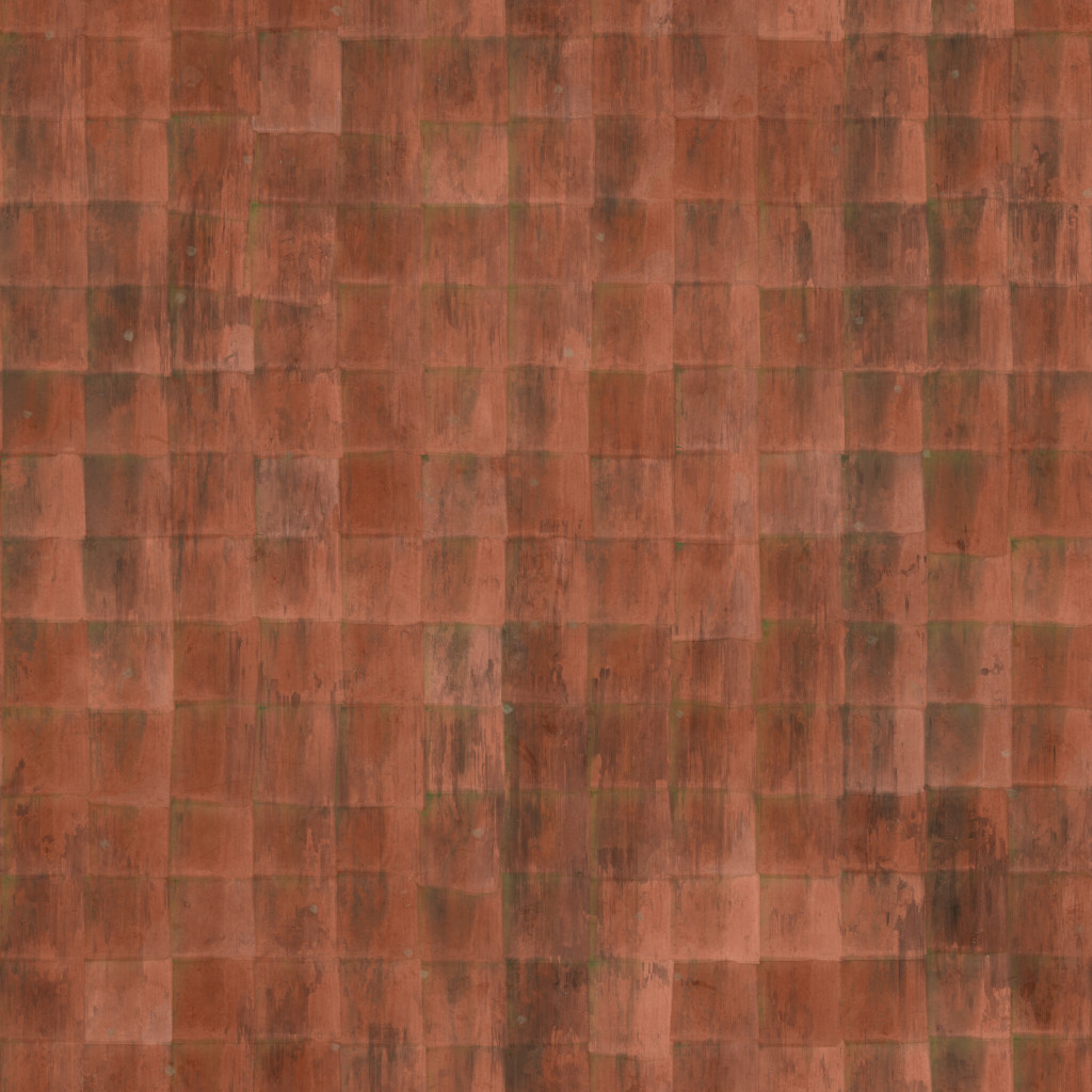 Roof Tiles Red Weathered Tileable PBR Texture – Seamless Material
