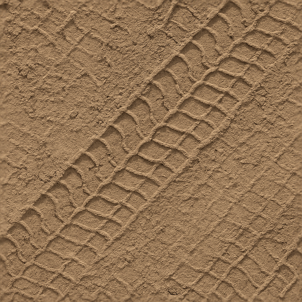 Tire Tracks With Deep Impressions On Compac… PBR Texture | AITextured