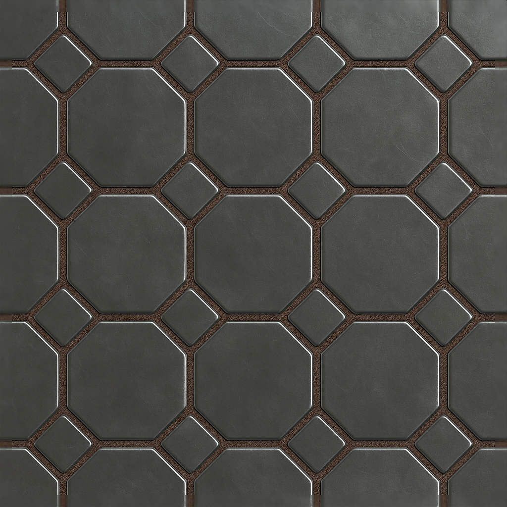 Metal Tiles Mosaic With Octagonal Tiles And Glossy Finish PBR Texture ...