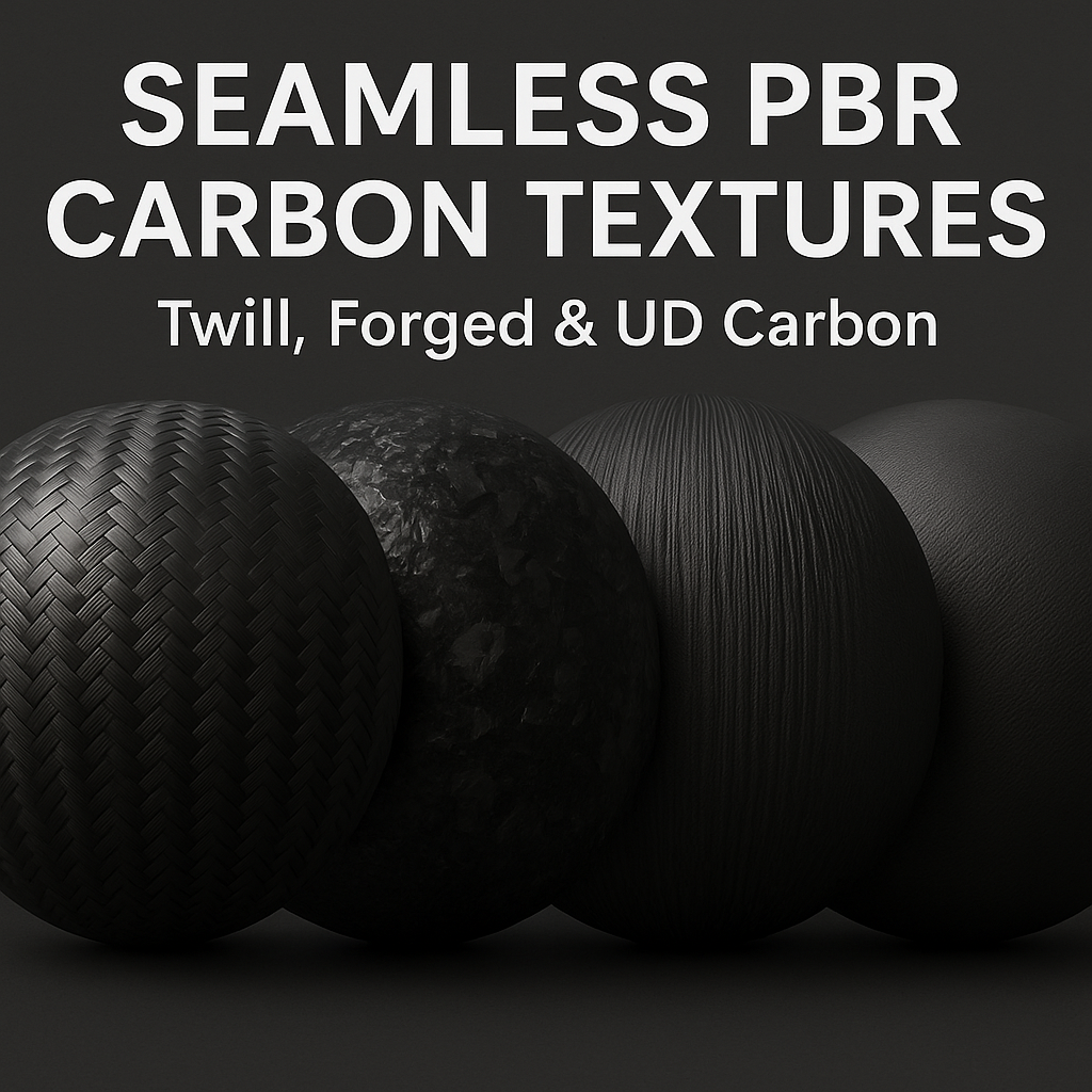 Seamless PBR Carbon Textures – Twill, Forged & UD Carbon for Real-Time and CGI