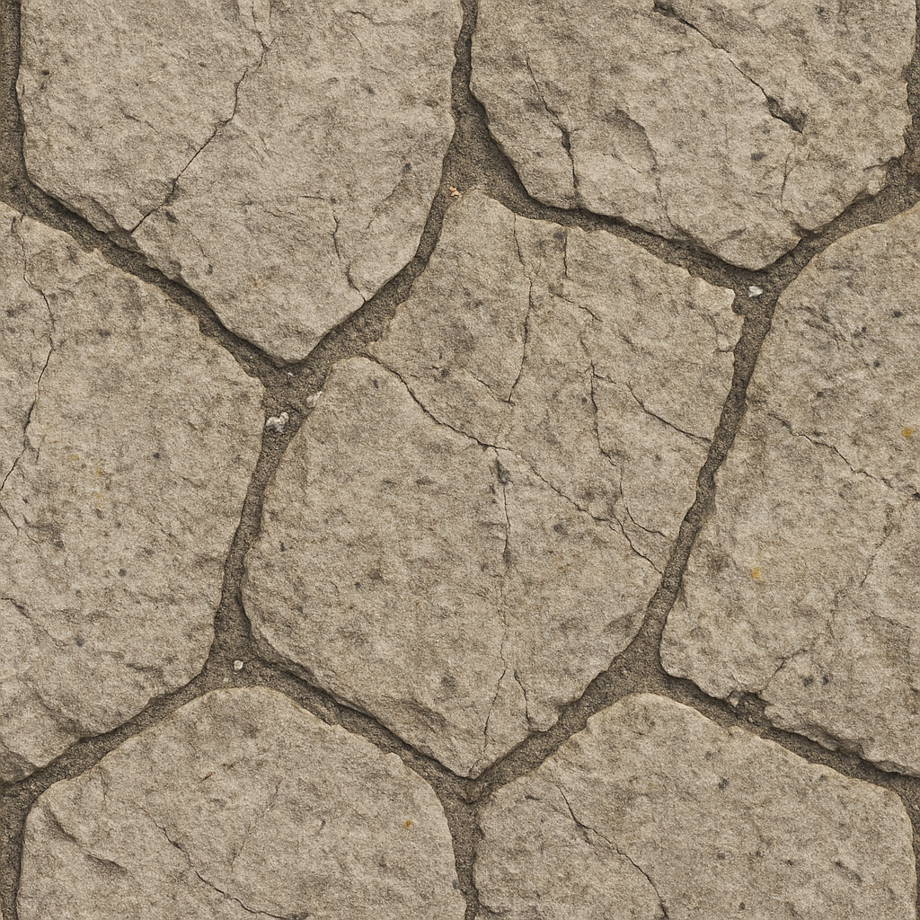 Flagstone Rough Pavement With Dark Grout And Stone Erosion Effects Asph… seamless PBR texture preview