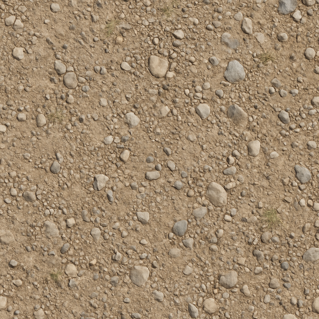 Gravel Loose With Dry Surface And Pebbles Scattered Natural Wear Asphalt seamless PBR texture preview