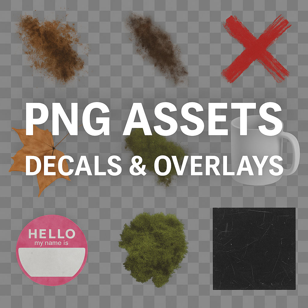New PNG Assets Section on AITEXTURED – Free Decals, Cutouts & Overlays for 3D Artists