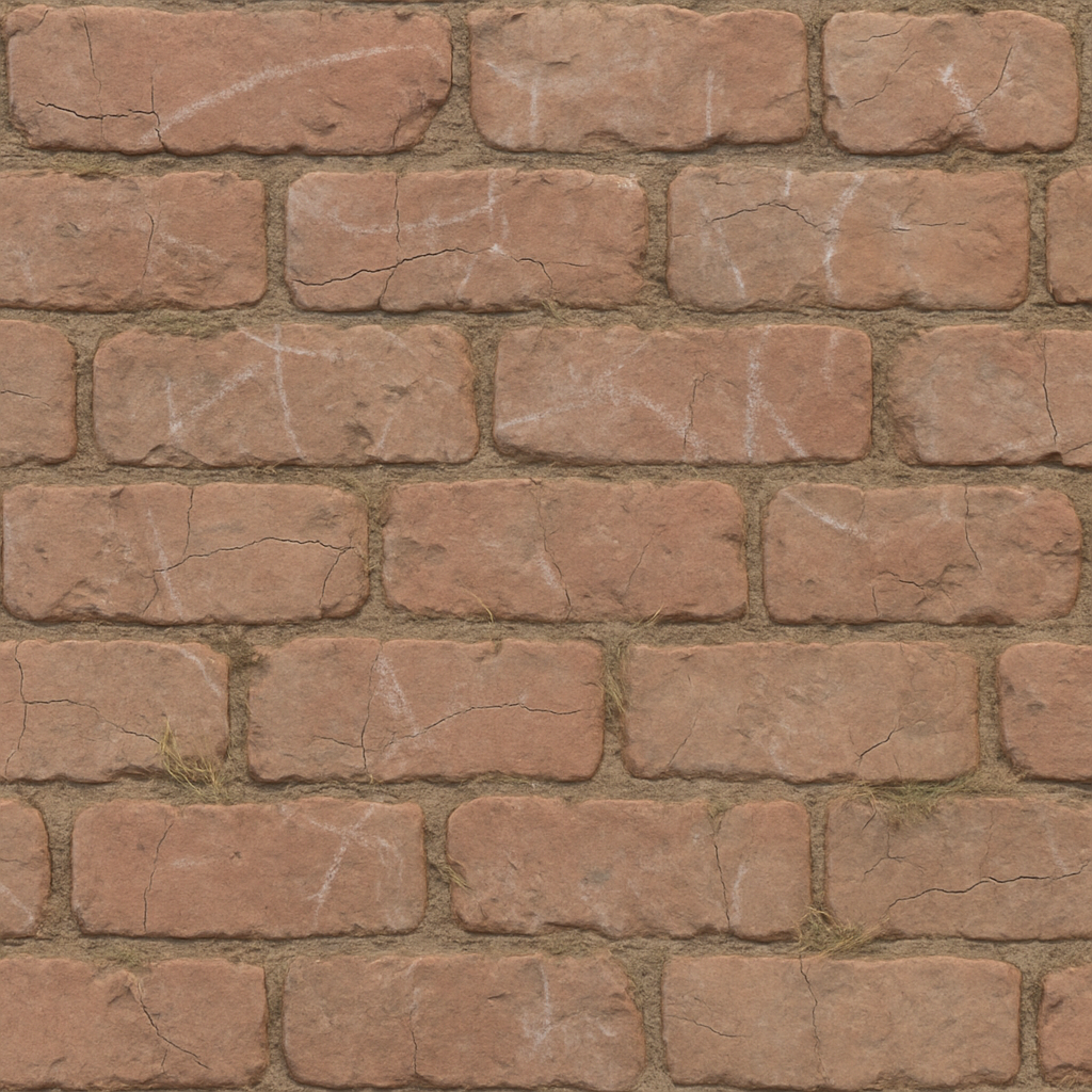 Brick Weathered With Chalk Markings And Cracked Surface Details Asphalt seamless PBR texture preview