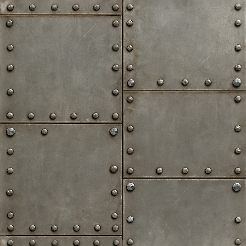 Riveted Iron Seamless PBR 3D Texture 8k