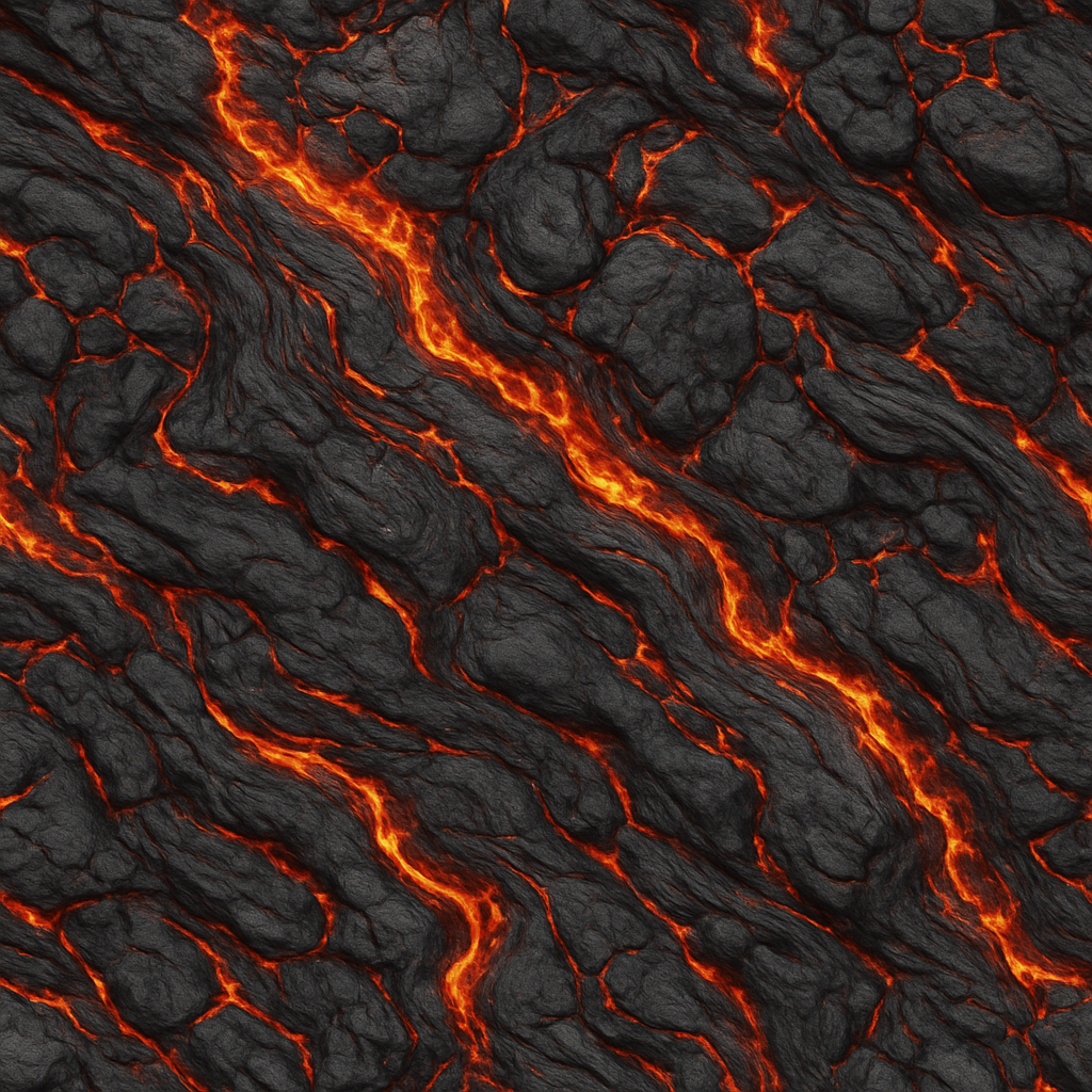 Volcanic Lava Flow With Basaltic Rock And Shattered Crust Features PBR ...