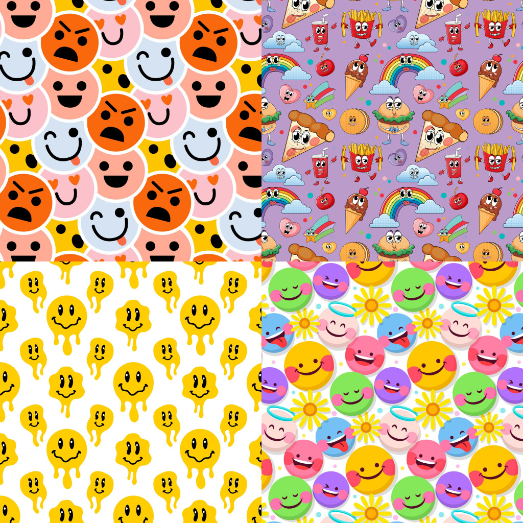 Happy Face Pattern Seamless PBR Textures Collection