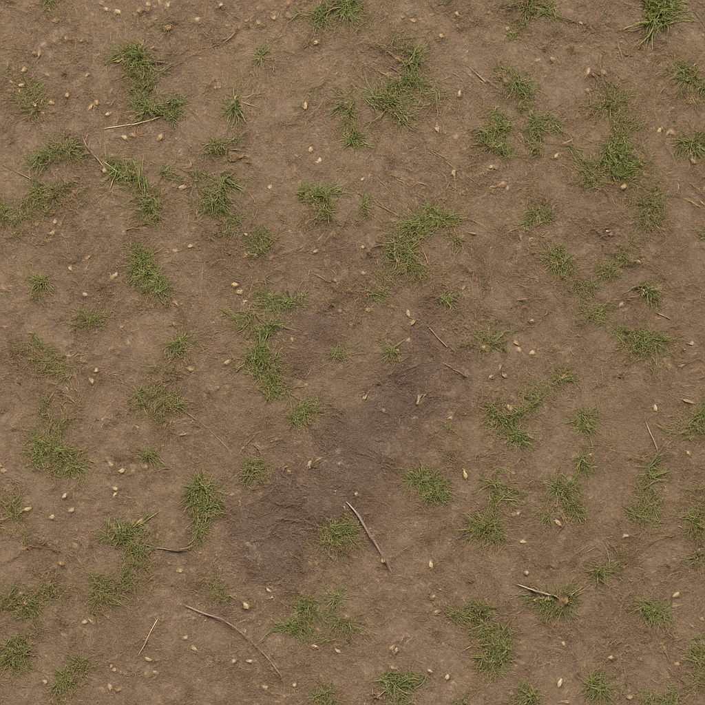 Dirt Compacted With Muddy Spots And Scattered Seeds Natural Wear Asphalt seamless PBR texture preview