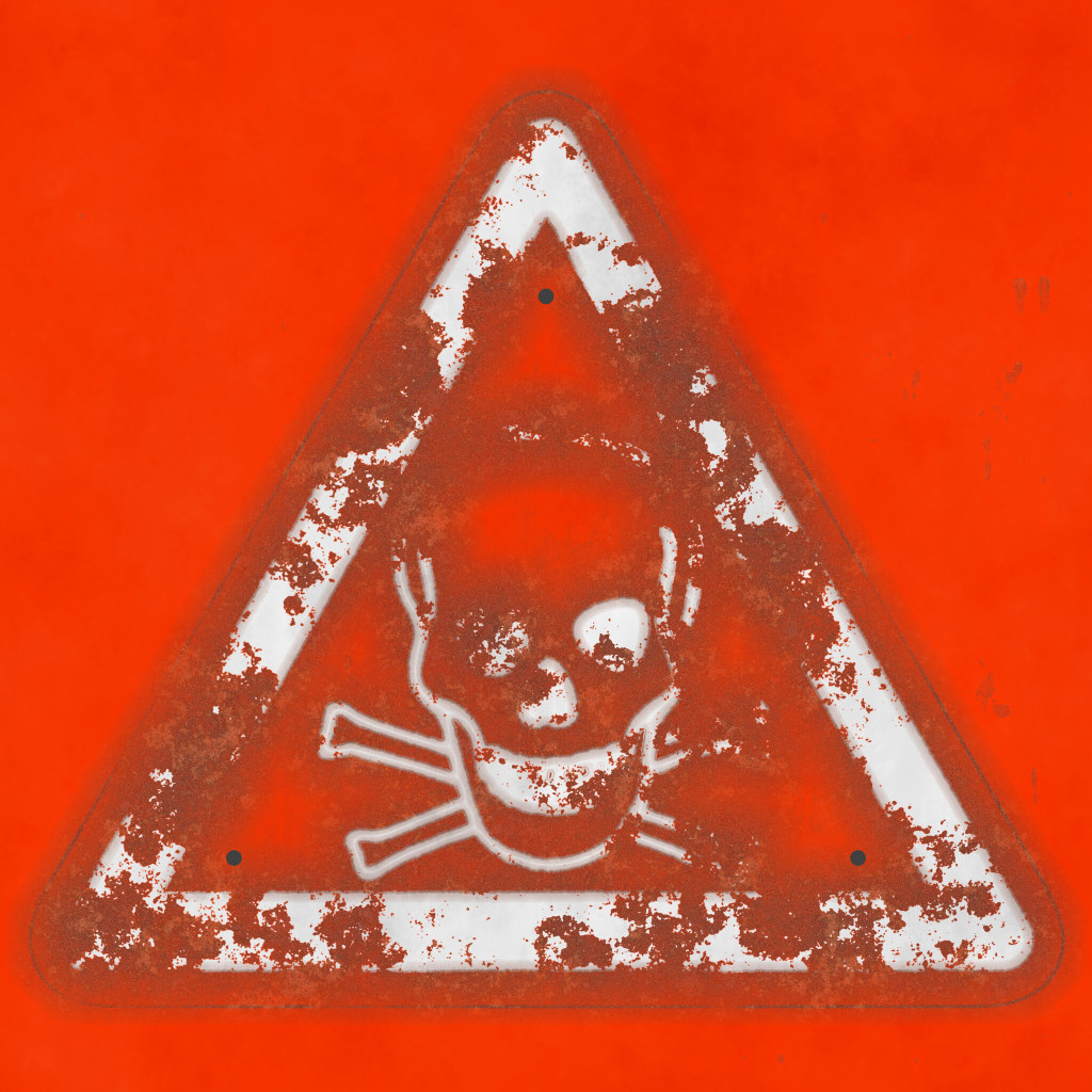 Warning Sign Danger Hazard Red Skull Toxic Grunge Weathered Graphic PBR ...