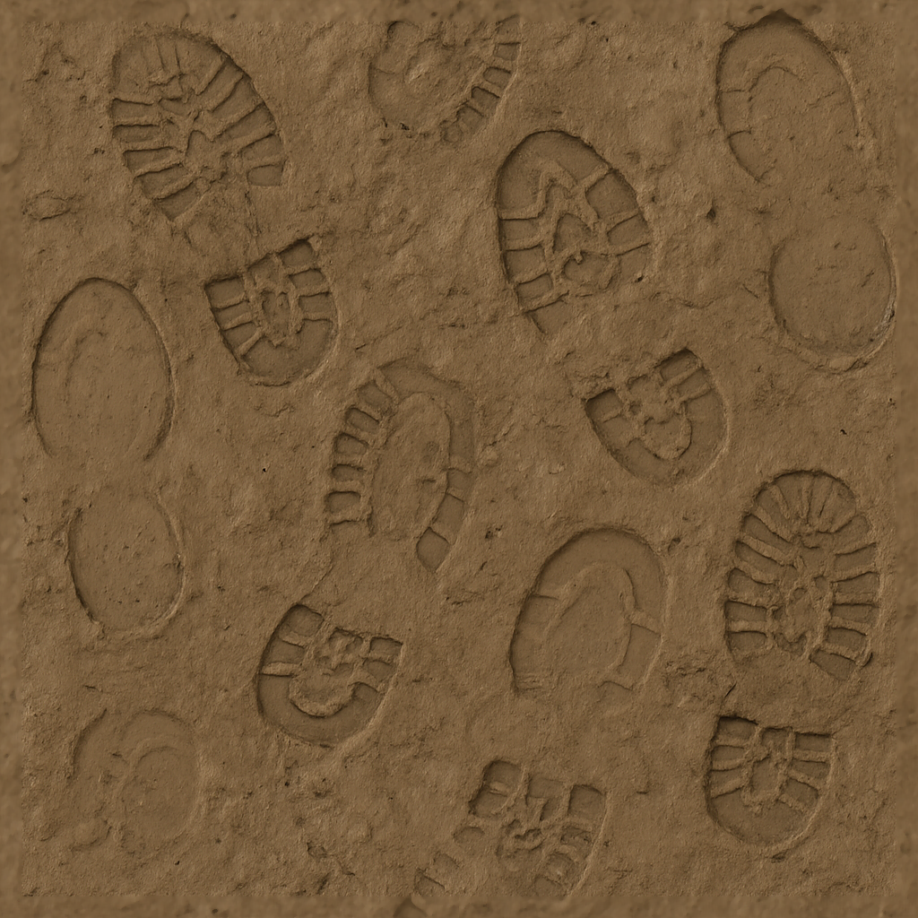 of Fresh Boot Prints on Muddy Surface PBR Texture – Seamless Material
