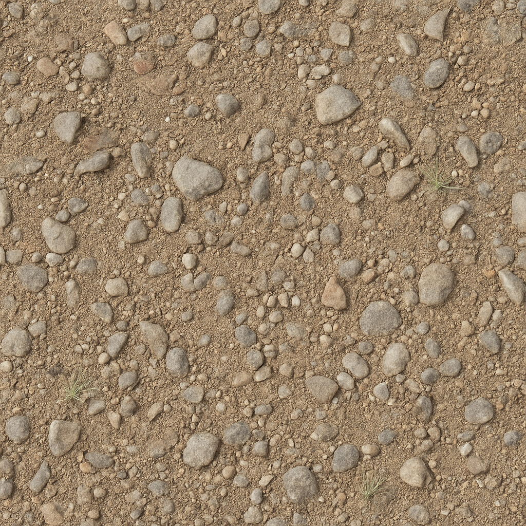 Gravel Loose With Dry Surface And Pebbles Scattered Natural Look Asphalt seamless PBR texture preview