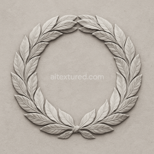 Preview — AI-Generated Seamless PBR Texture — seamless black and white texture of a perfectly round classical wreath relief, desi…