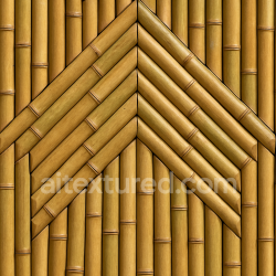 Generated seamless A Seamless decorative wall with bamboo wood should be inside the bamboo, meaning that all the bamboos should be cut in half, then made into a decorative wall. The two sides of the wall should be vertical, and the middle part should be slanted. The bamboos texture 1024x1024 PBR