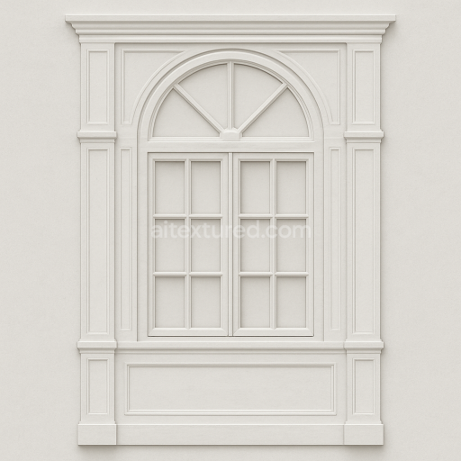 AI-Generated Seamless PBR Texture — a narrow wooden storefront window without shadows in dark white in the style of par…