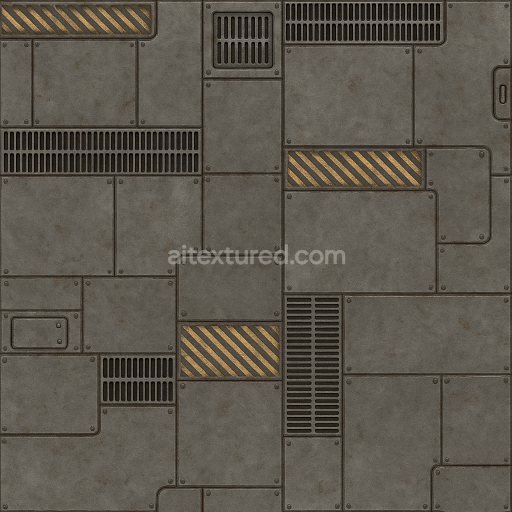 AI-Generated Seamless PBR Texture — texture procédurale factory avec un petit peut de trace de rouilles