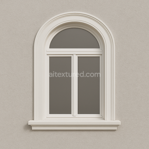 AI-Generated Seamless PBR Texture — one european style window in white upper part rounded neutral lighting variant 69…