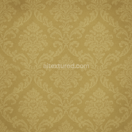 AI-Generated Seamless PBR Texture — Vintage motel interior wallpaper, subtle yellow-beige tones, classic damask floral…