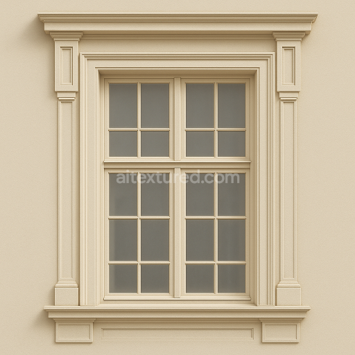 AI-Generated Seamless PBR Texture — Realistic texture of a historic double casement window from a neoclassical facade,…
