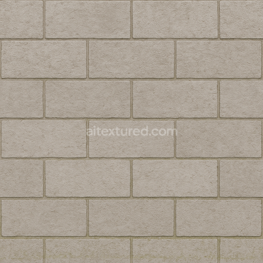 AI-Generated Seamless PBR Texture — Seamless, front-facing texture of a lightly weathered grey limestone ashlar wall, b…