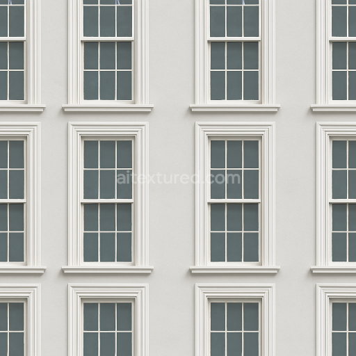 AI-Generated Seamless PBR Texture — seamless texture of tall neoclassical windows typical of a 19th-century townhouse,…