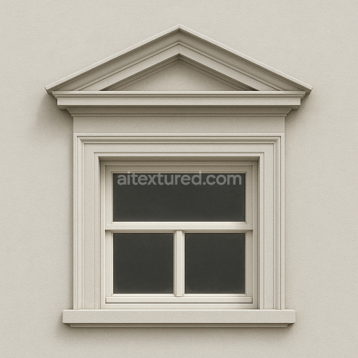 AI-Generated Seamless PBR Texture — texture of a small neoclassical attic window from a 19th-century townhouse, white-p…