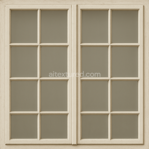 AI-Generated Seamless PBR Texture — Front-facing, seamless texture of a historic double casement window with exactly tw…
