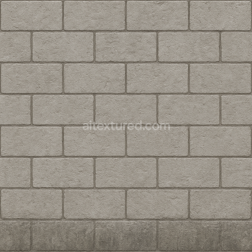 AI-Generated Seamless PBR Texture — Seamless, front-facing texture of a weathered grey limestone ashlar wall, composed…