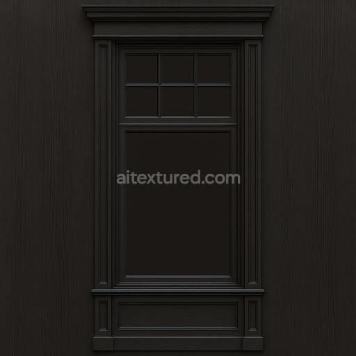 AI-Generated Seamless PBR Texture — i need a narrow wooden storefront window without shadows in black. ratio is 9 wide…
