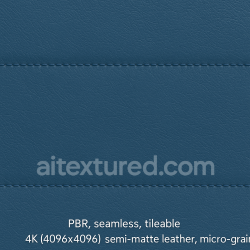 Generated seamless "Create a seamless PBR material representing the blue synthetic leather used on Indian Railway sleeper and general coach seats. Deep saturated blue tone, uniform but slightly varied leather grain, micro-pores, small wrinkles around stitch zones, and mild  texture 1024x1024 PBR