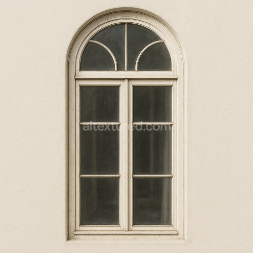 AI-Generated Seamless PBR Texture — Realistic arched historicist window from the late 19th century without any stone f…