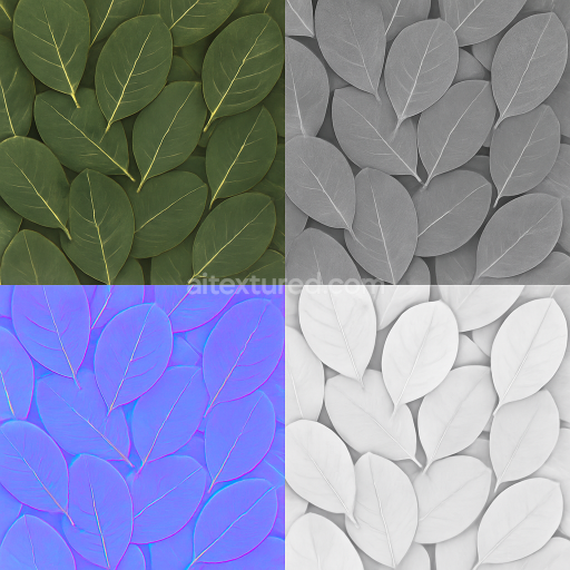AI-Generated Seamless PBR Texture — Isolated Jackfruit Leaves Texture (PBR) Base Color, Roughness, Normal and AO, Photo…