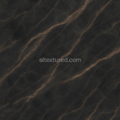 AI-Generated Seamless PBR Texture — Seamless texture of dark marble deep black-gray base with smooth flowing brown und…