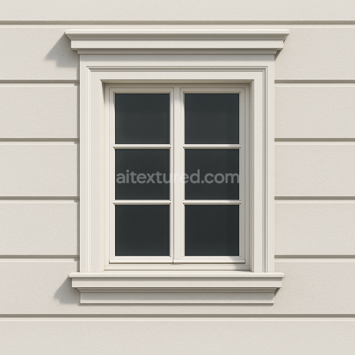 AI-Generated Seamless PBR Texture — seamless texture of a single neoclassical ground floor window, 19th-century histori…