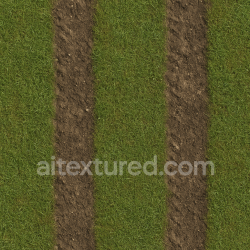 seamless AI-Generated Seamless PBR Texture — grass with two dirt marks from big tractor, photorealistic texture 8k free download PBR