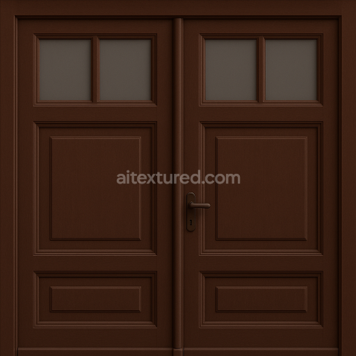 AI-Generated Seamless PBR Texture — Seamless, tileable PBR texture of a traditional double-leaf wooden gate in deep, ri…
