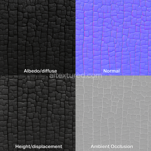 AI-Generated Seamless PBR Texture — Ultra-detailed PBR texture of charred wood (Shou Sugi Ban) for architectural façade…
