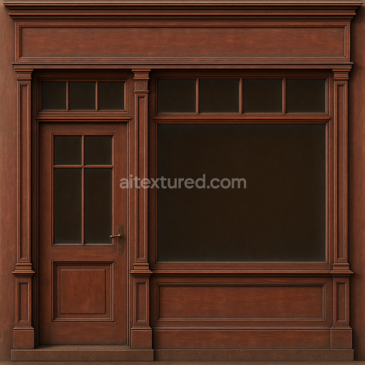 AI-Generated Seamless PBR Texture — A seamless, high-resolution PBR texture (4096×4096 px) of a historic European shopf…