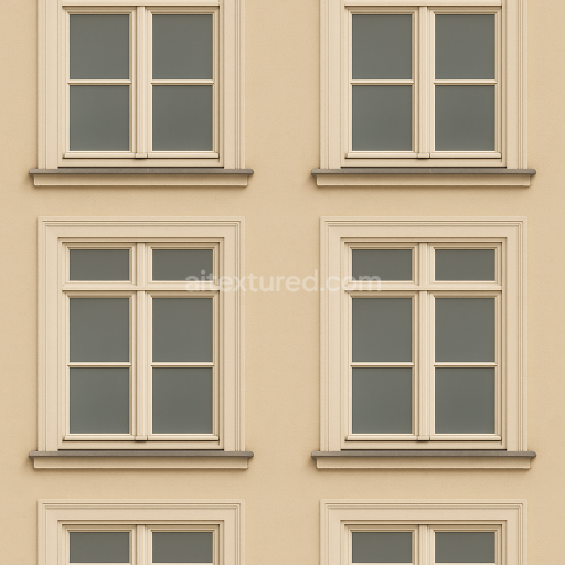 AI-Generated Seamless PBR Texture — Seamless texture of a classic double casement window made of painted wood, in a sli…