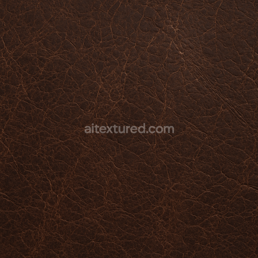 AI-Generated Seamless PBR Texture — Macro shot of aged, weathered leather, showcasing intricate fine cracks, a rich, da…