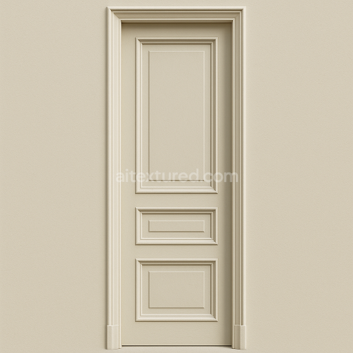 AI-Generated Seamless PBR Texture — Narrow entrance door made of solid wood painted in a dark off-white color. Inspire…
