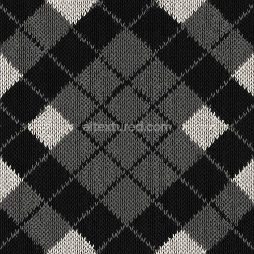 AI-Generated Seamless PBR Texture — classic traditional argyll pattern knit regularly arranged diamond shapes black a…
