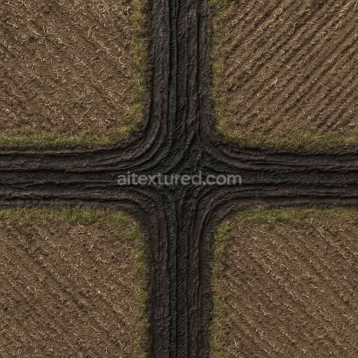 AI-Generated Seamless PBR Texture — roads farm black mud track