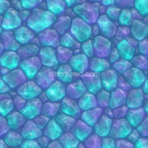 AI-Generated Seamless PBR Texture — Glowing crystal surface, turquoise and violet hues, seamless