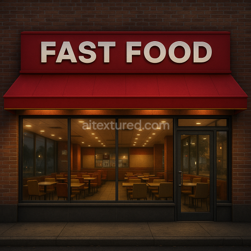 AI-Generated Seamless PBR Texture — “Crie uma imagem PNG realista (1024x1024) da fachada de um restaurante fast food ge…