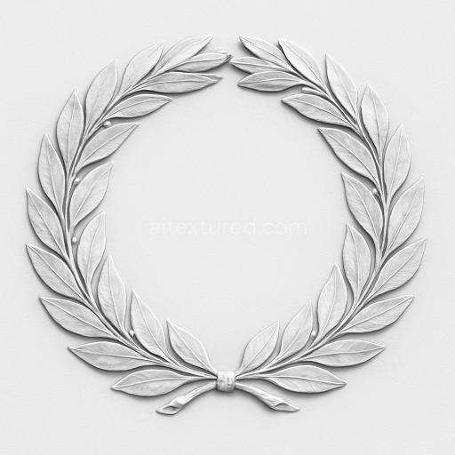 AI-Generated Seamless PBR Texture — seamless black and white texture of a perfectly round raised stucco wreath relief,…