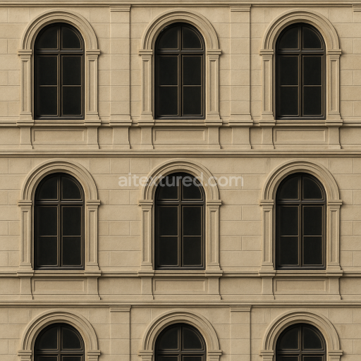 AI-Generated Seamless PBR Texture — Seamless tileable historicist window texture inspired by 19th-century architecture…
