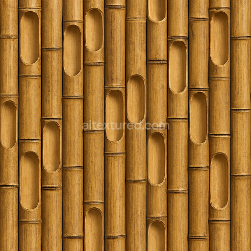 AI-Generated Seamless PBR Texture — A Seamless decorative wall with bamboo wood, inside the bamboo, means the bamboo is…