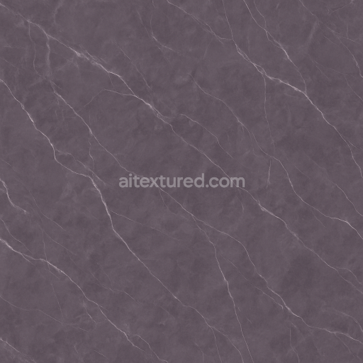 AI-Generated Seamless PBR Texture — Seamless texture of dark violet-gray marble, deep muted lavender base with strong g…