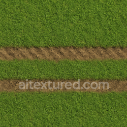 seamless AI-Generated Seamless PBR Texture — grass with two dirt marks from big tractor, from left to right texture 8k free download PBR