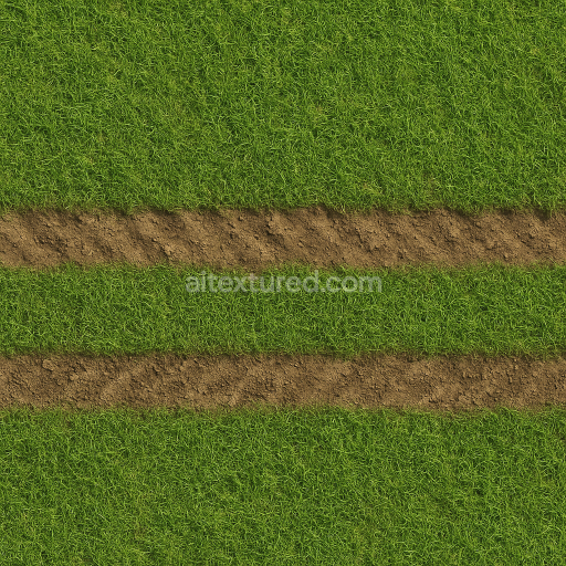 Free textures AI-Generated Seamless PBR Texture — grass with two dirt marks from big tractor, from left to right  free download